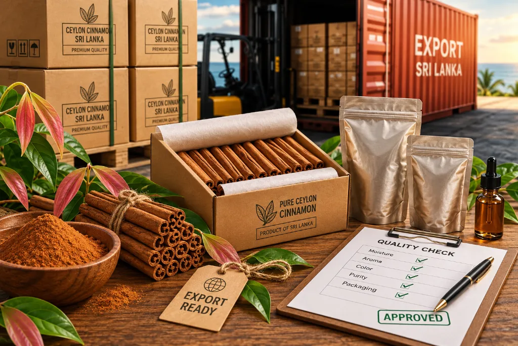 Ceylon Cinnamon, Pepper & Turmeric products prepared for wholesale and international export.